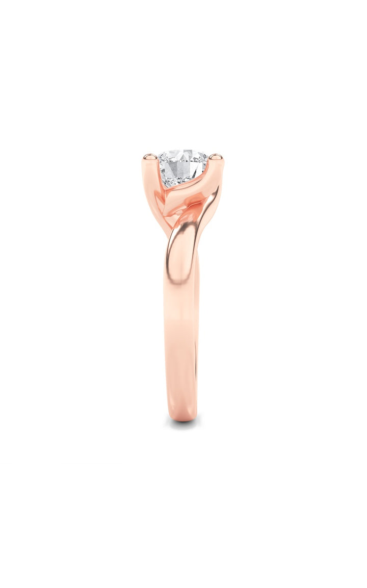 3CTW Round Shaped Lab Grown Diamond (F/VS) Bypass Shank Engagement Ring in 14K Gold