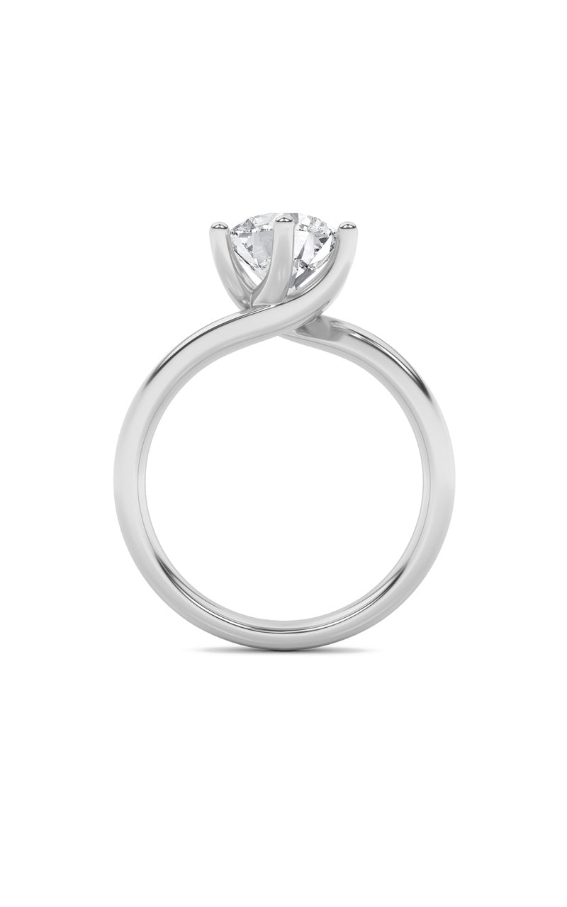 1CTW Round Shaped Lab Grown Diamond (F/VS) Bypass Shank Engagement Ring in 14K Gold