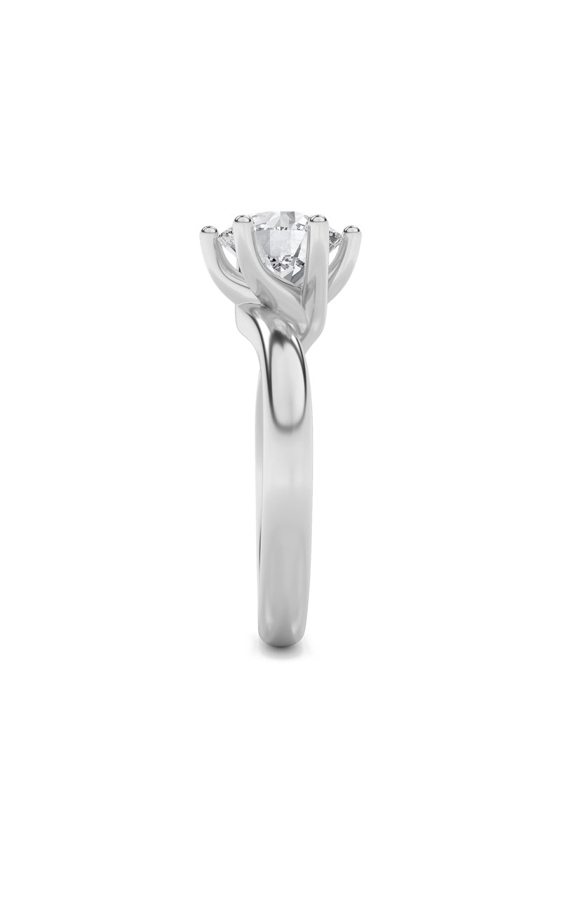 1CTW Round Shaped Lab Grown Diamond (F/VS) Bypass Shank Engagement Ring in 14K Gold