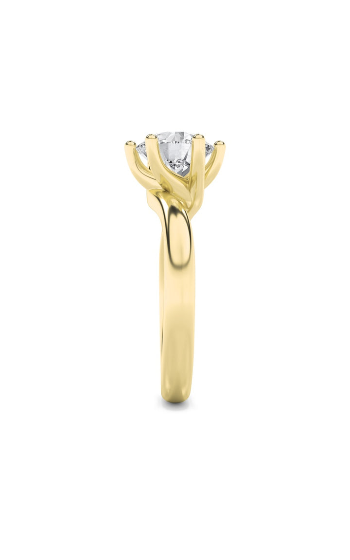 1CTW Round Shaped Lab Grown Diamond (F/VS) Bypass Shank Engagement Ring in 14K Gold