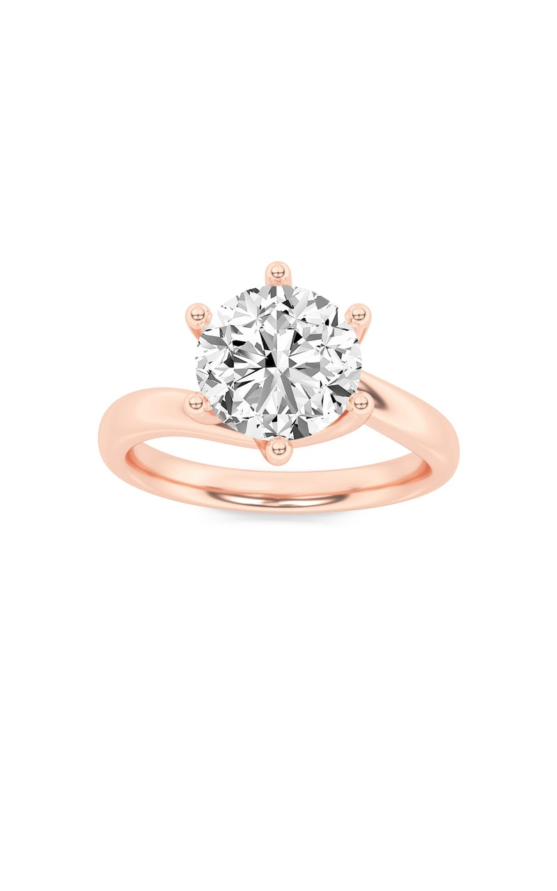 2Cttw Round Shaped Lab Grown Diamond (F/VS) BypassShank Engagement Ring in 14K Gold