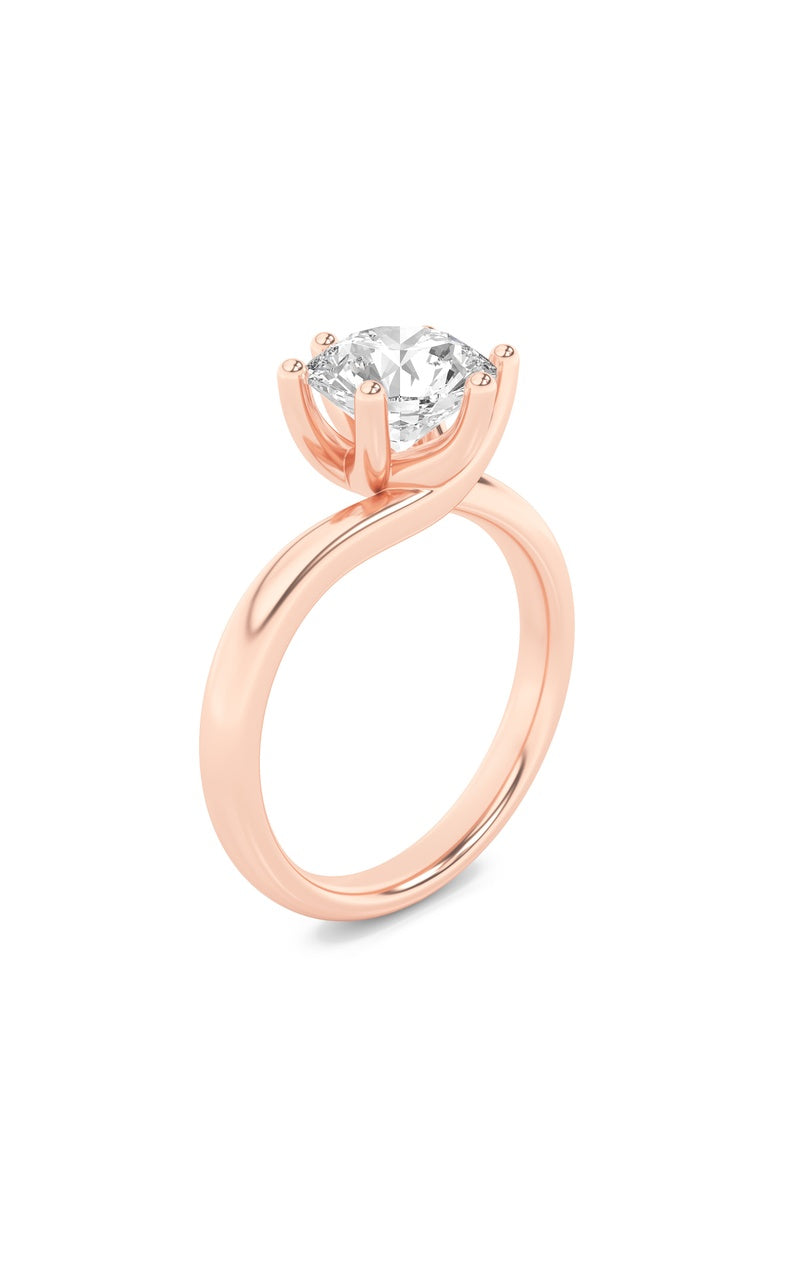 2CTW Round Shaped Lab Grown Diamond (F/VS) Bypass Shank Engagement Ring in 14K Gold