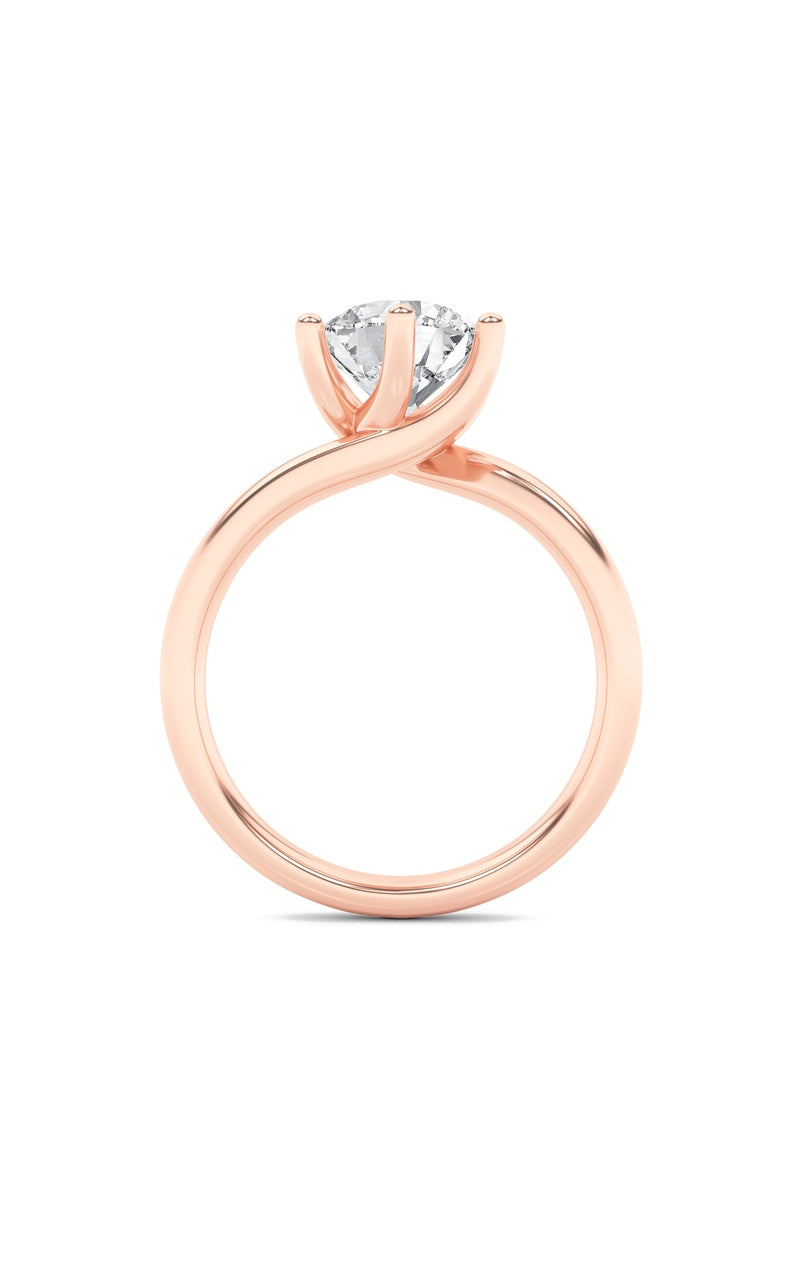 2Cttw Round Shaped Lab Grown Diamond (F/VS) BypassShank Engagement Ring in 14K Gold