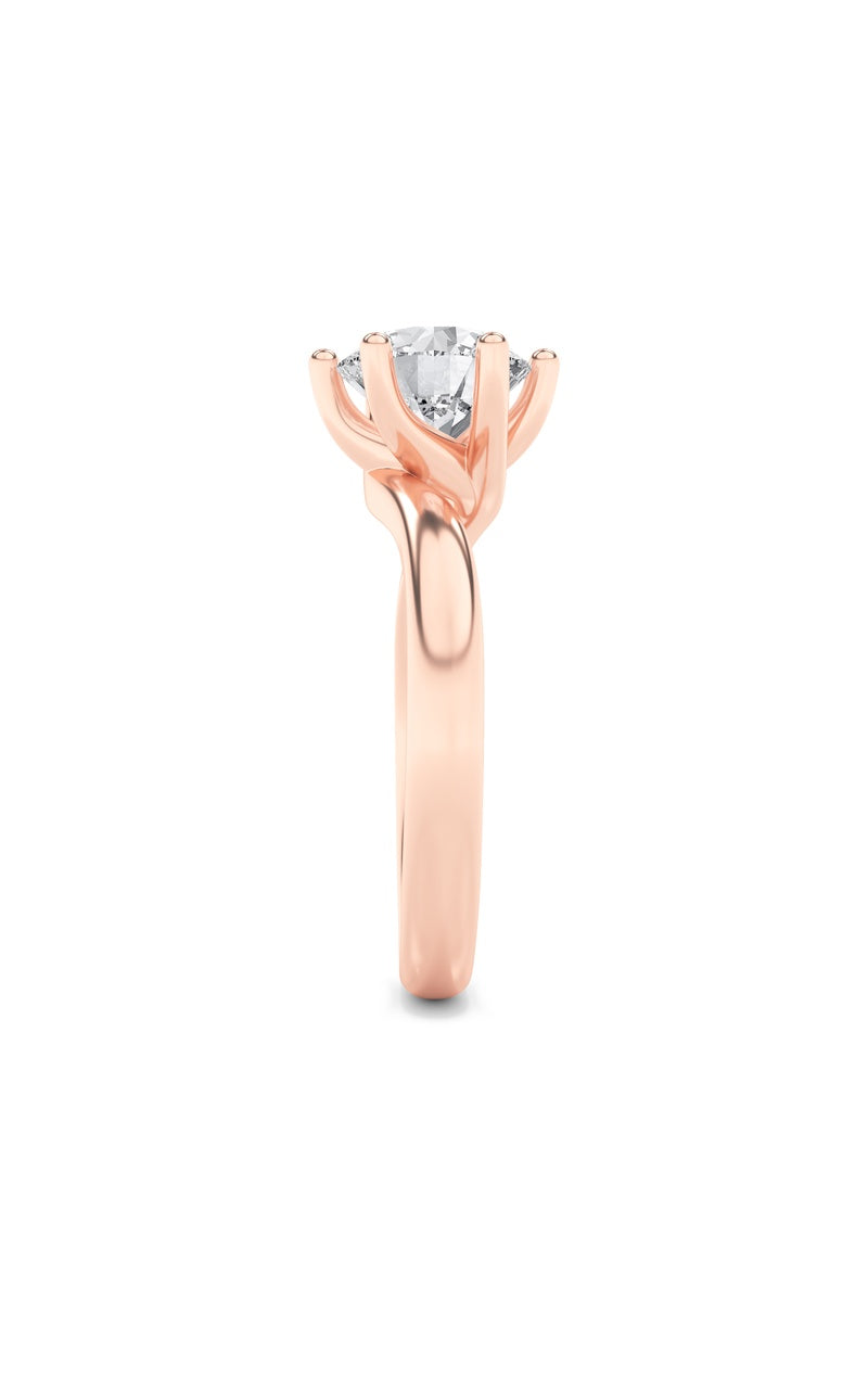 2CTW Round Shaped Lab Grown Diamond (F/VS) Bypass Shank Engagement Ring in 14K Gold