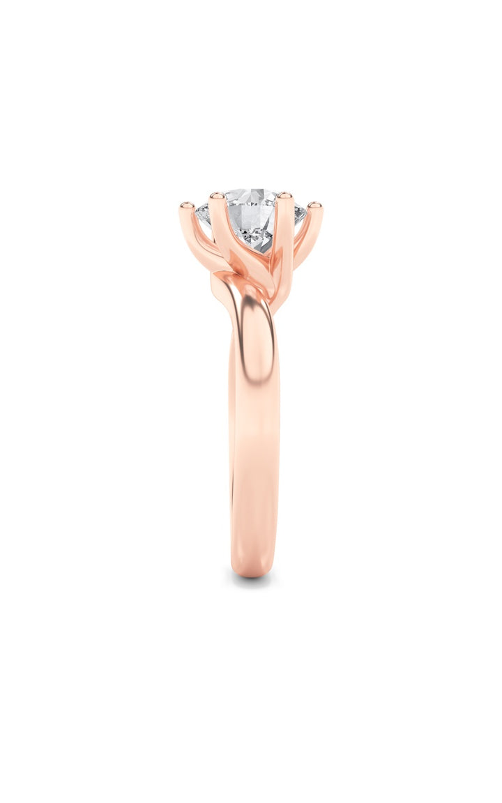2CTW Round Shaped Lab Grown Diamond (F/VS) Bypass Shank Engagement Ring in 14K Gold