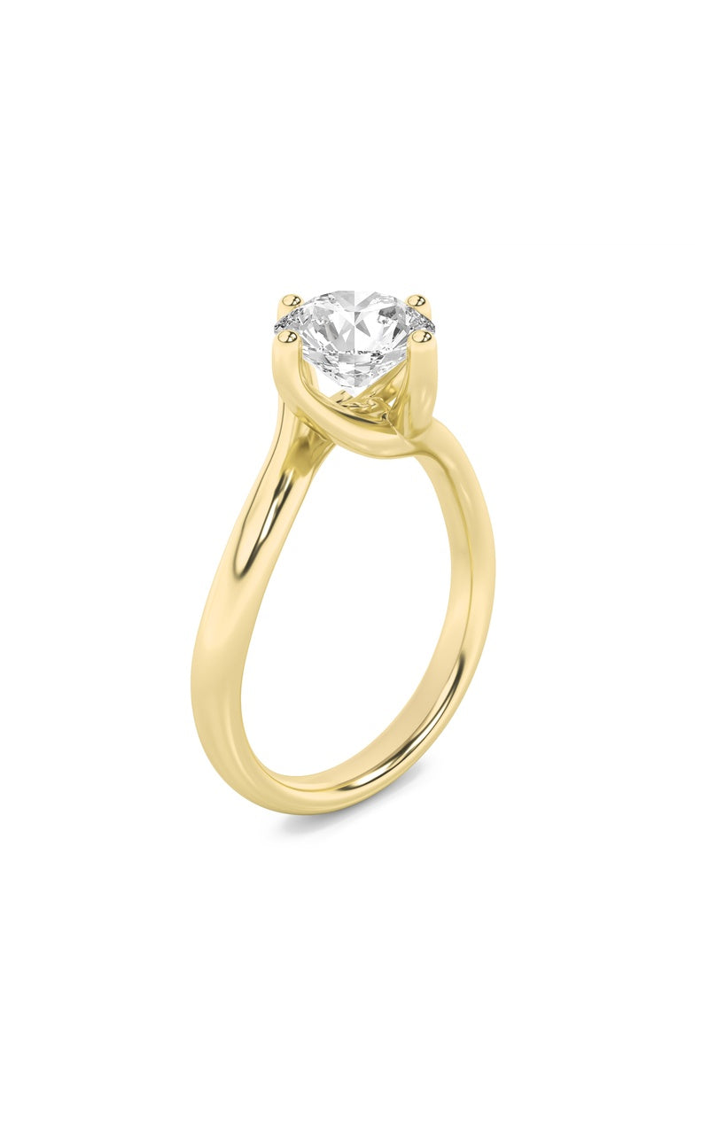 1CTW Round Shaped Lab Grown Diamond (F/VS) Bypass Shank Engagement Ring in 14K Gold