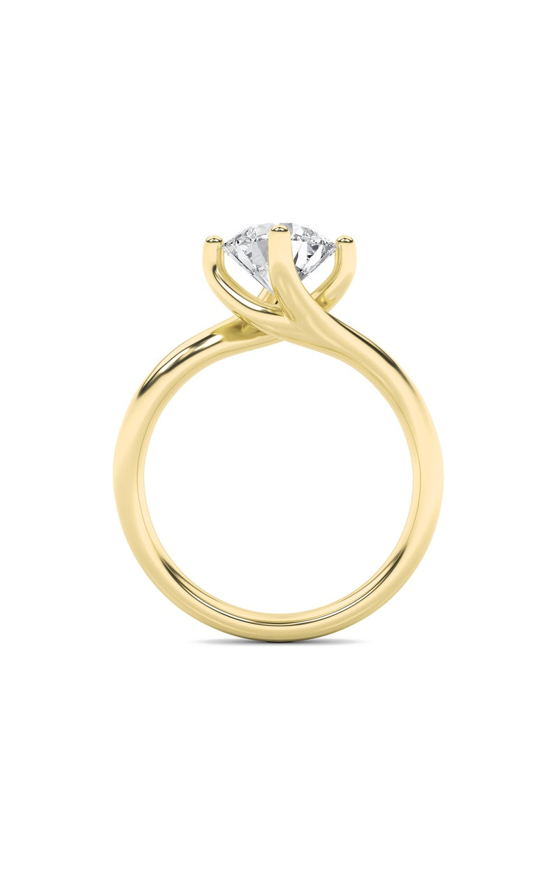 1CTW Round Shaped Lab Grown Diamond (F/VS) Bypass Shank Engagement Ring in 14K Gold