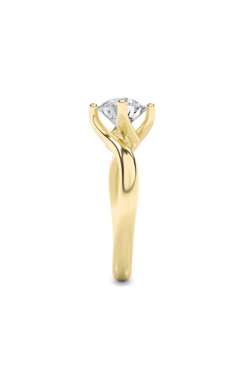 1CTW Round Shaped Lab Grown Diamond (F/VS) Bypass Shank Engagement Ring in 14K Gold