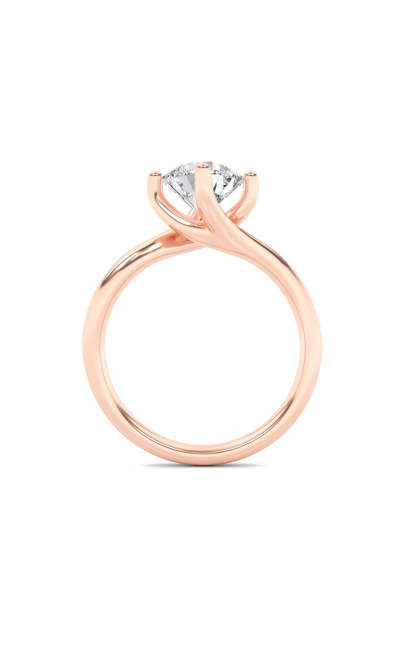 1CTW Round Shaped Lab Grown Diamond (F/VS) Bypass Shank Engagement Ring in 14K Gold