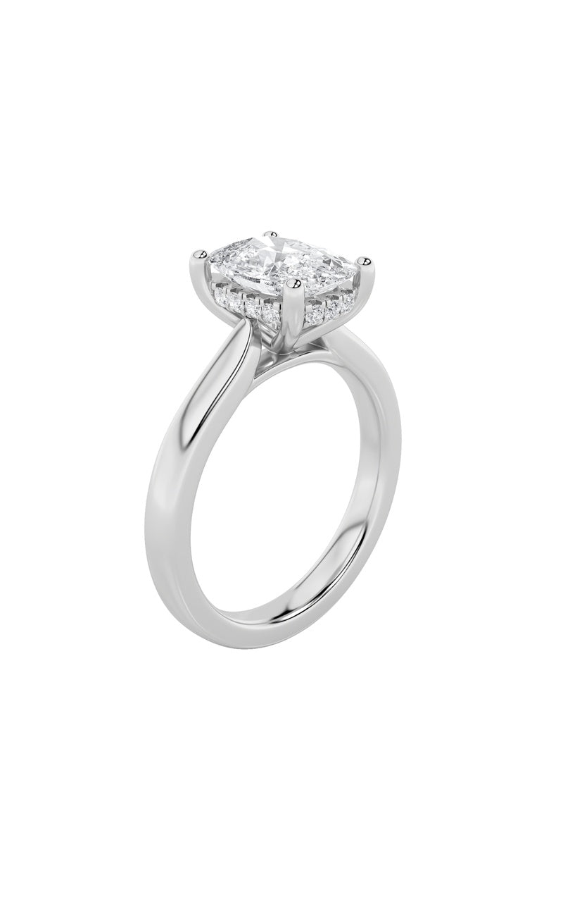 2CTW Elongated Cushion Shaped Lab Grown Diamond (F/VS) Classic Cathedral Shank Engagement Ring in 14K Gold