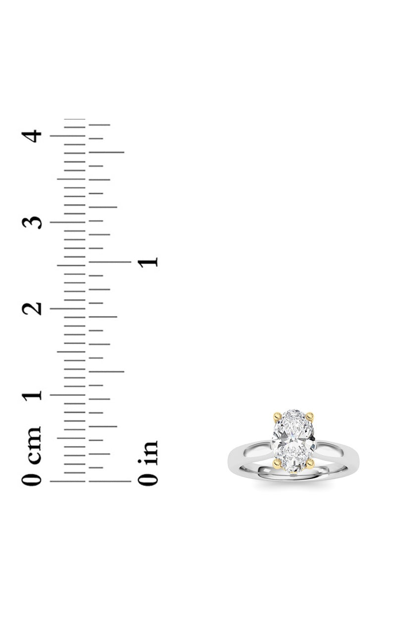 1Cttw Oval Shaped Lab Grown Diamond (F/VS) HiddenHalo Cathedral Shank Engagement Ring in 14K Gold