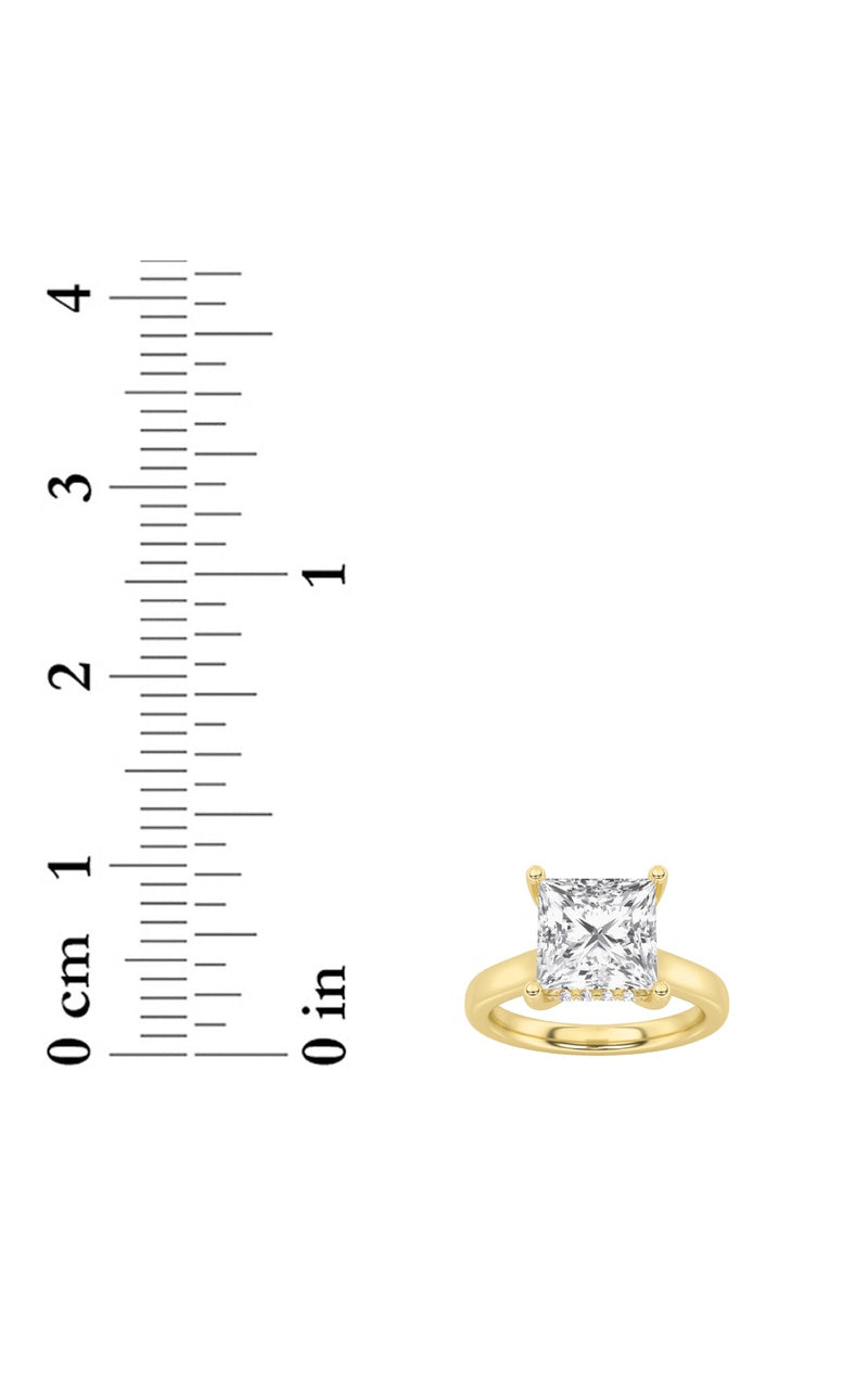 1CTW Princess Shaped Lab Grown Diamond (F/VS) Hidden Halo Cathedral Shank Engagement Ring in 14K Gold