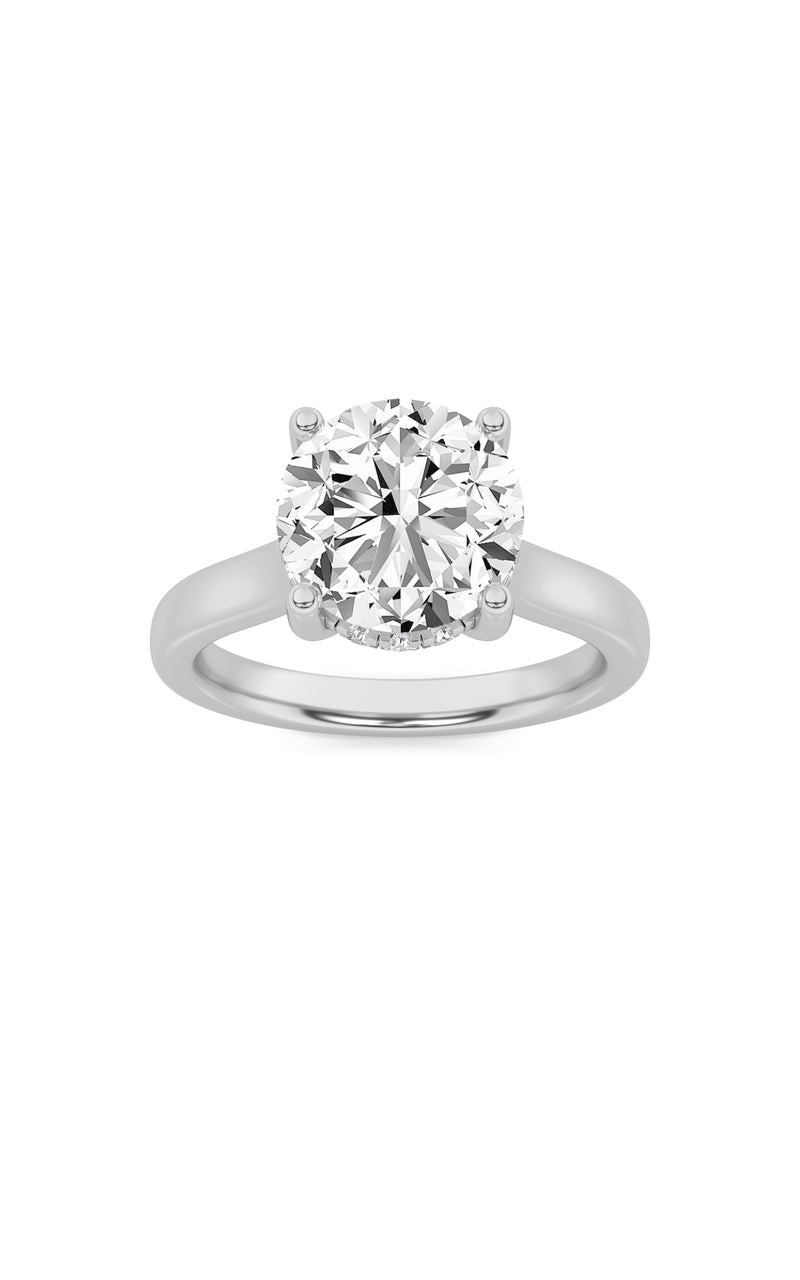 1.5CTW Round Shaped Lab Grown Diamond (F/VS) Hidden Halo Cathedral Shank Engagement Ring in 14K Gold