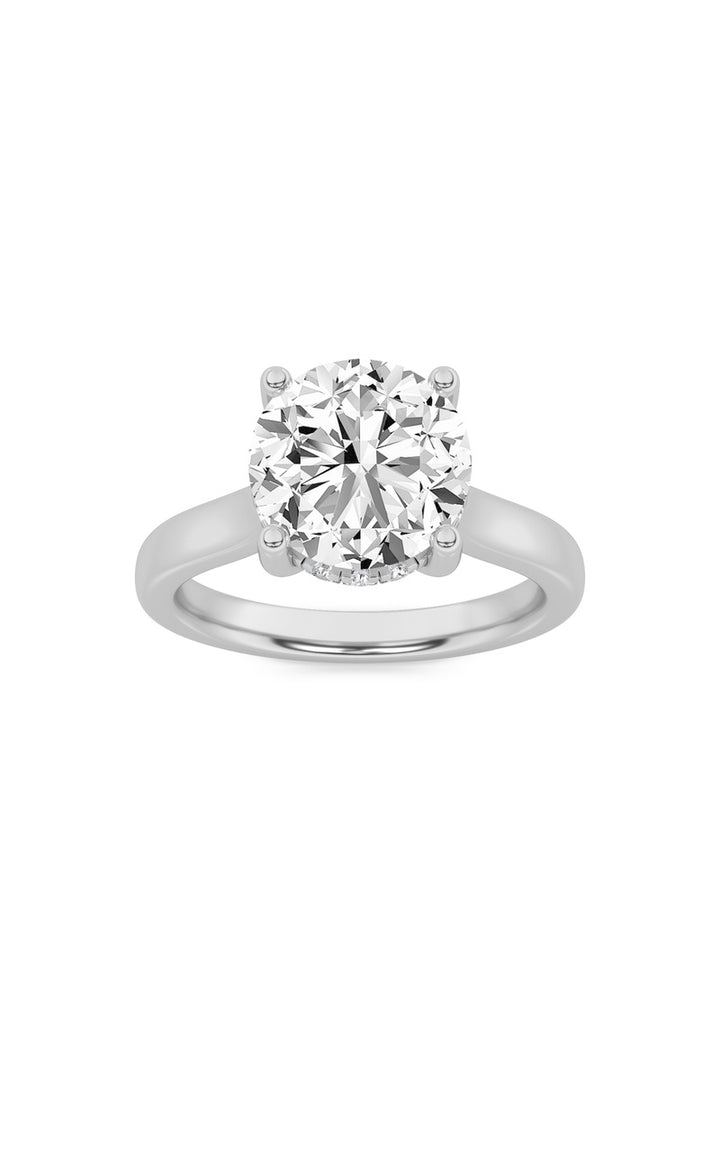 1.5CTW Round Shaped Lab Grown Diamond (F/VS) Hidden Halo Cathedral Shank Engagement Ring in 14K Gold