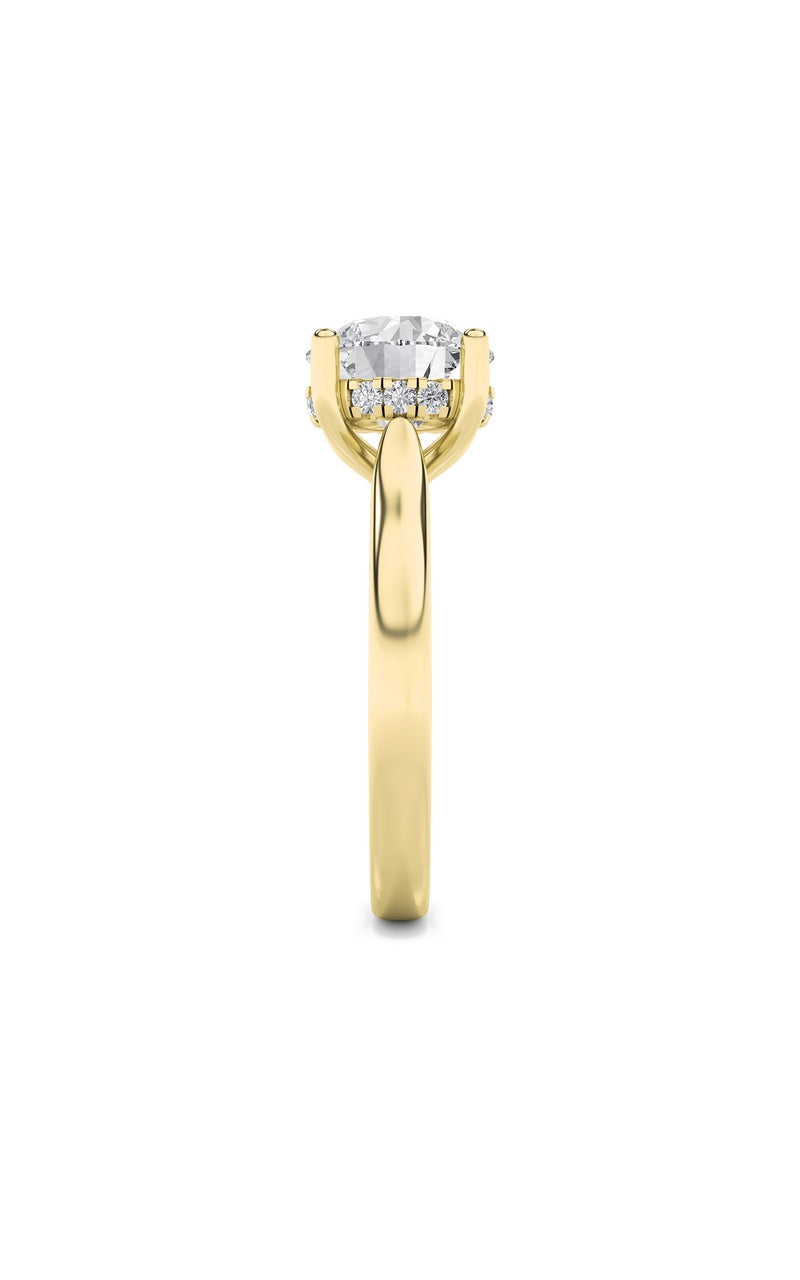 2Cttw Round Shaped Lab Grown Diamond (F/VS) HiddenHalo Cathedral Shank Engagement Ring in 14K Gold