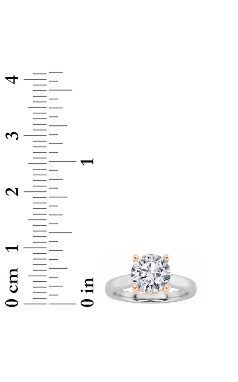 3CTW Round Shaped Lab Grown Diamond (F/VS) Hidden Halo Cathedral Shank Engagement Ring in 14K Gold