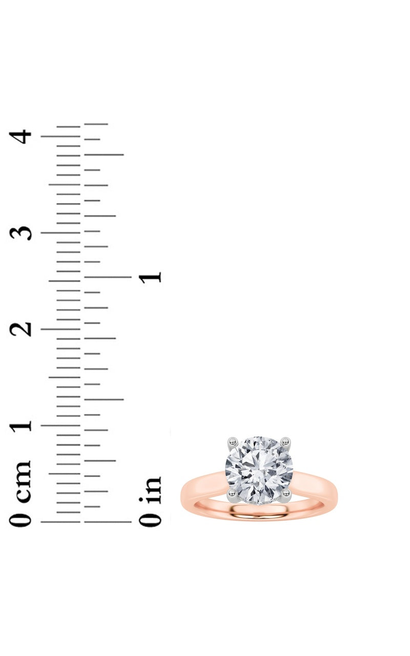 3CTW Round Shaped Lab Grown Diamond (F/VS) Hidden Halo Cathedral Shank Engagement Ring in 14K Gold
