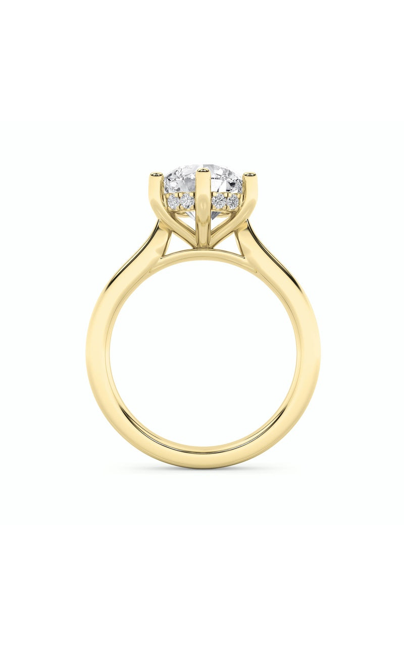 1Cttw Round Shaped Lab Grown Diamond (F/VS) HiddenHalo Cathedral Shank Engagement Ring in 14K Gold