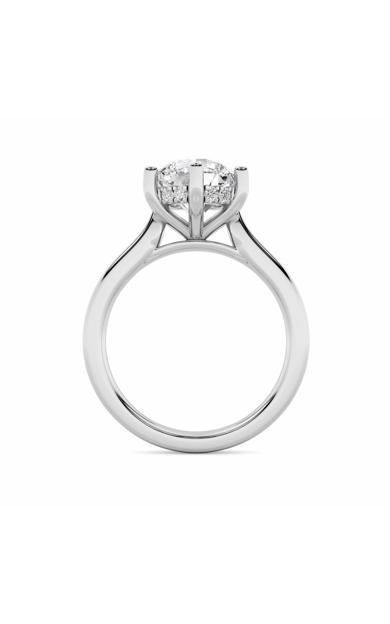 2Cttw Round Shaped Lab Grown Diamond (F/VS) HiddenHalo Cathedral Shank Engagement Ring in 14K Gold
