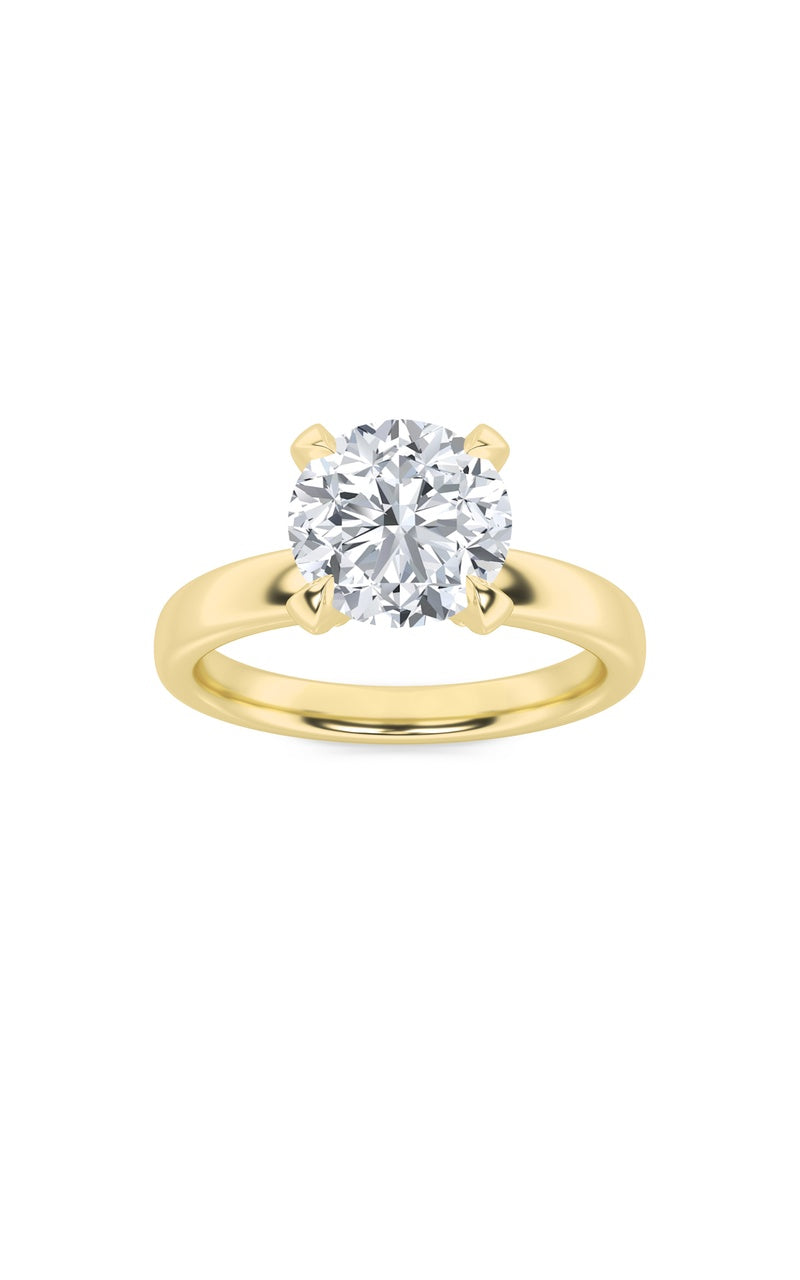 2CTW Round Shaped Lab Grown Diamond (F/VS) Hidden Halo Petite Shank Ring in 14K Gold