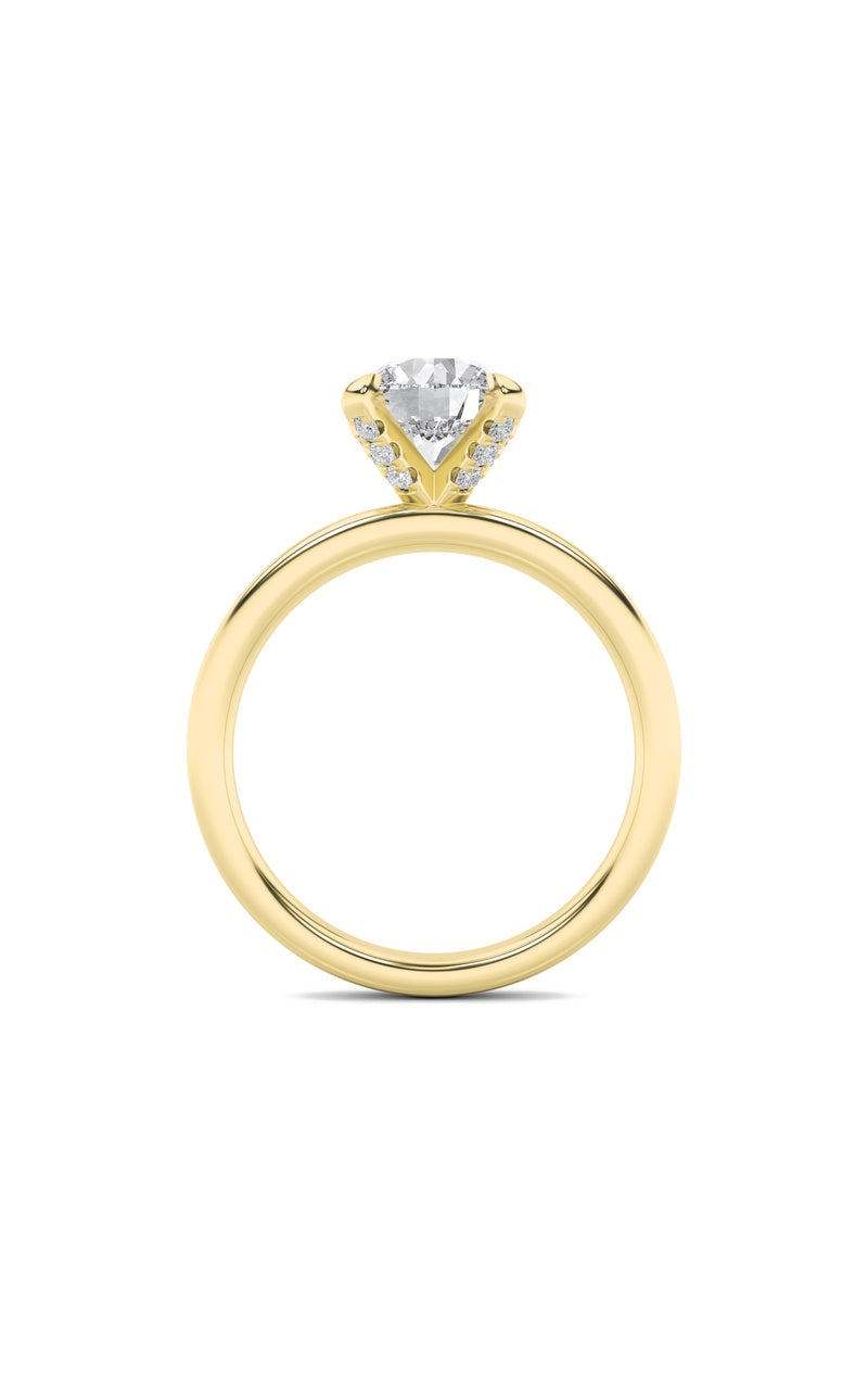 2Cttw Round Shaped Lab Grown Diamond (F/VS) HiddenHalo Petite Shank Ring in 14K Gold