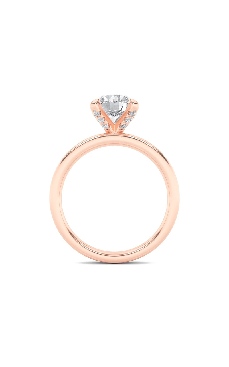 2Cttw Round Shaped Lab Grown Diamond (F/VS) HiddenHalo Petite Shank Ring in 14K Gold