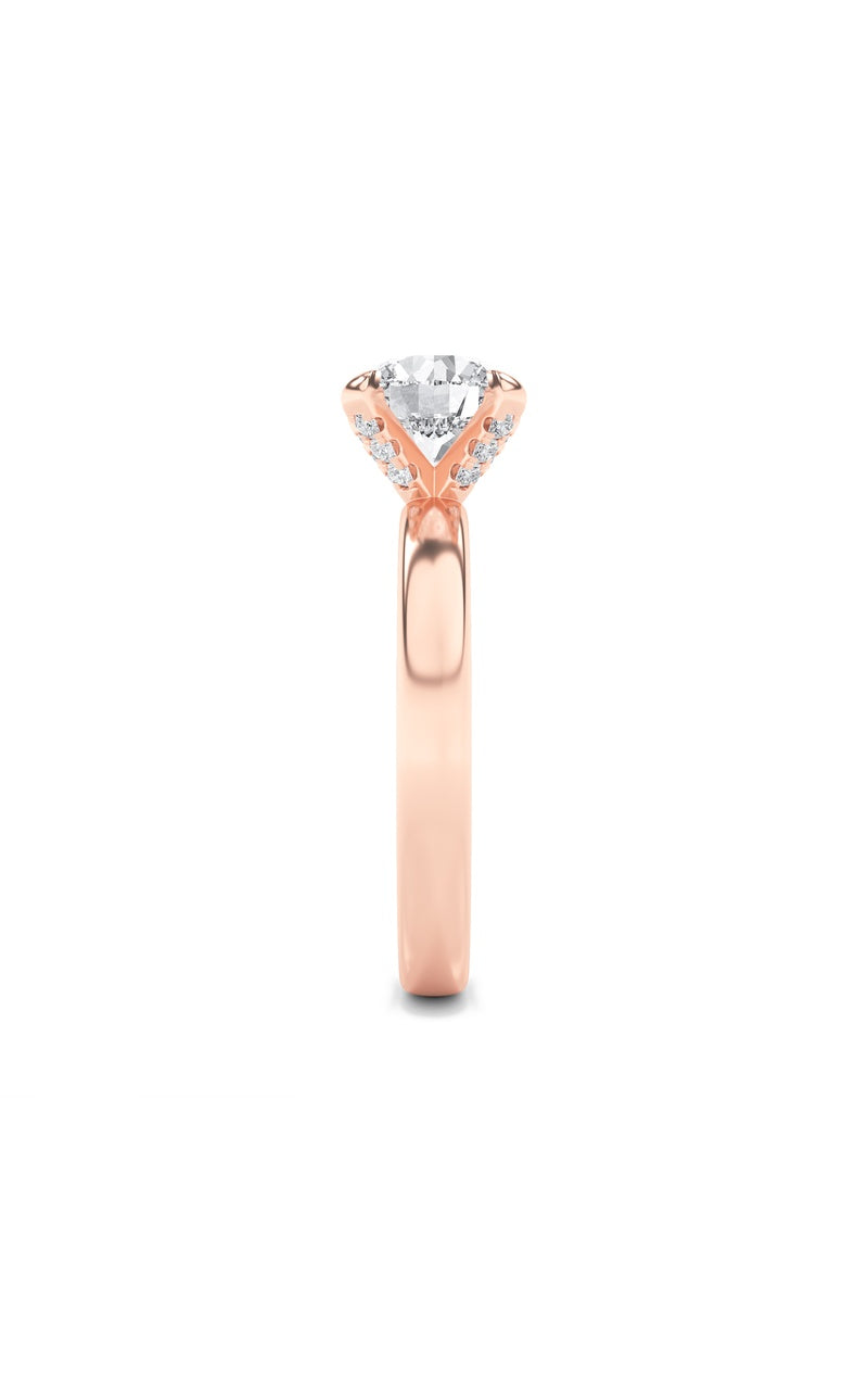 2CTW Round Shaped Lab Grown Diamond (F/VS) Hidden Halo Petite Shank Ring in 14K Gold