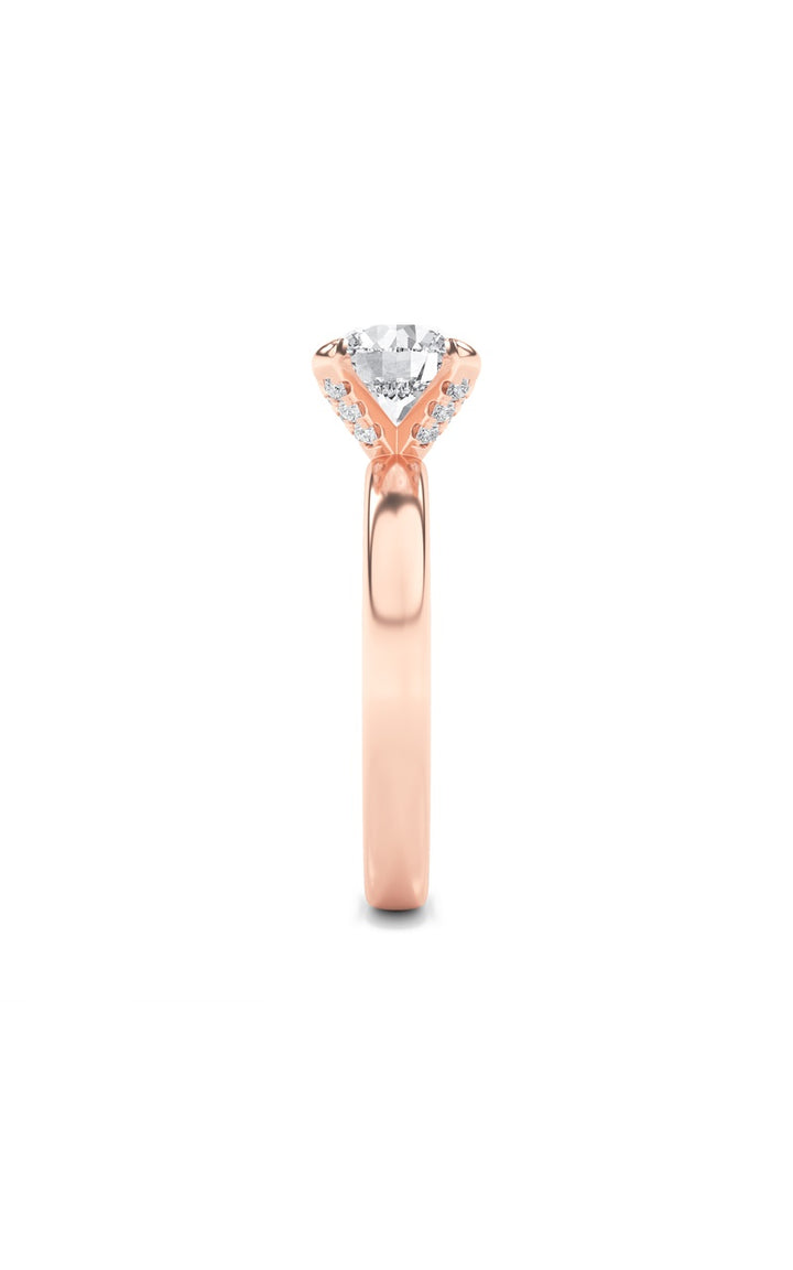2CTW Round Shaped Lab Grown Diamond (F/VS) Hidden Halo Petite Shank Ring in 14K Gold