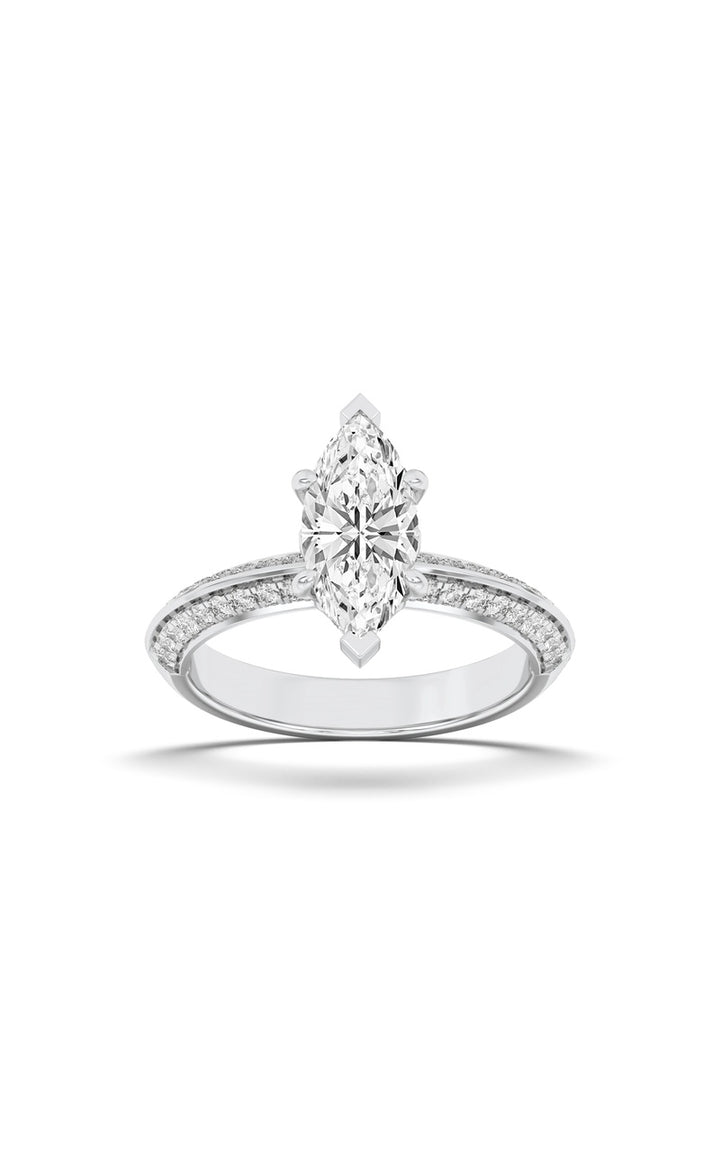 2.5Cttw Marquise Shaped Lab Grown Diamond (F/VS) Ring in 14K Gold