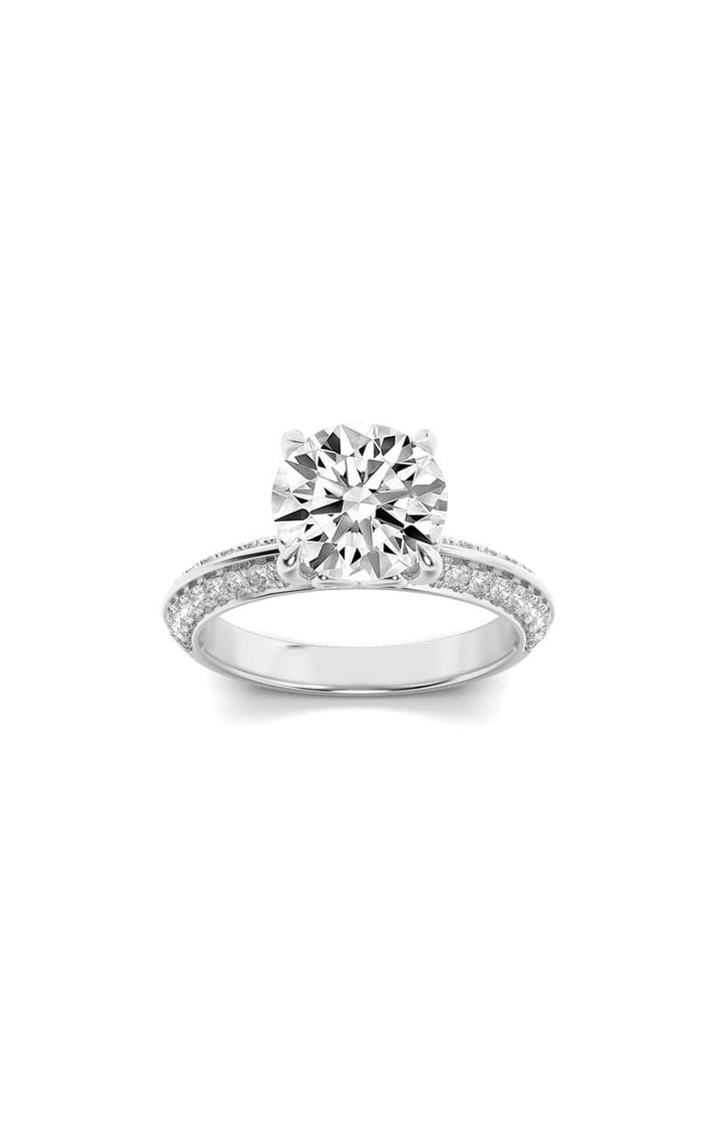 2Cttw Round Shaped Lab Grown Diamond (F/VS) MicroPave Knife Edge Accent Ring in 14K Gold