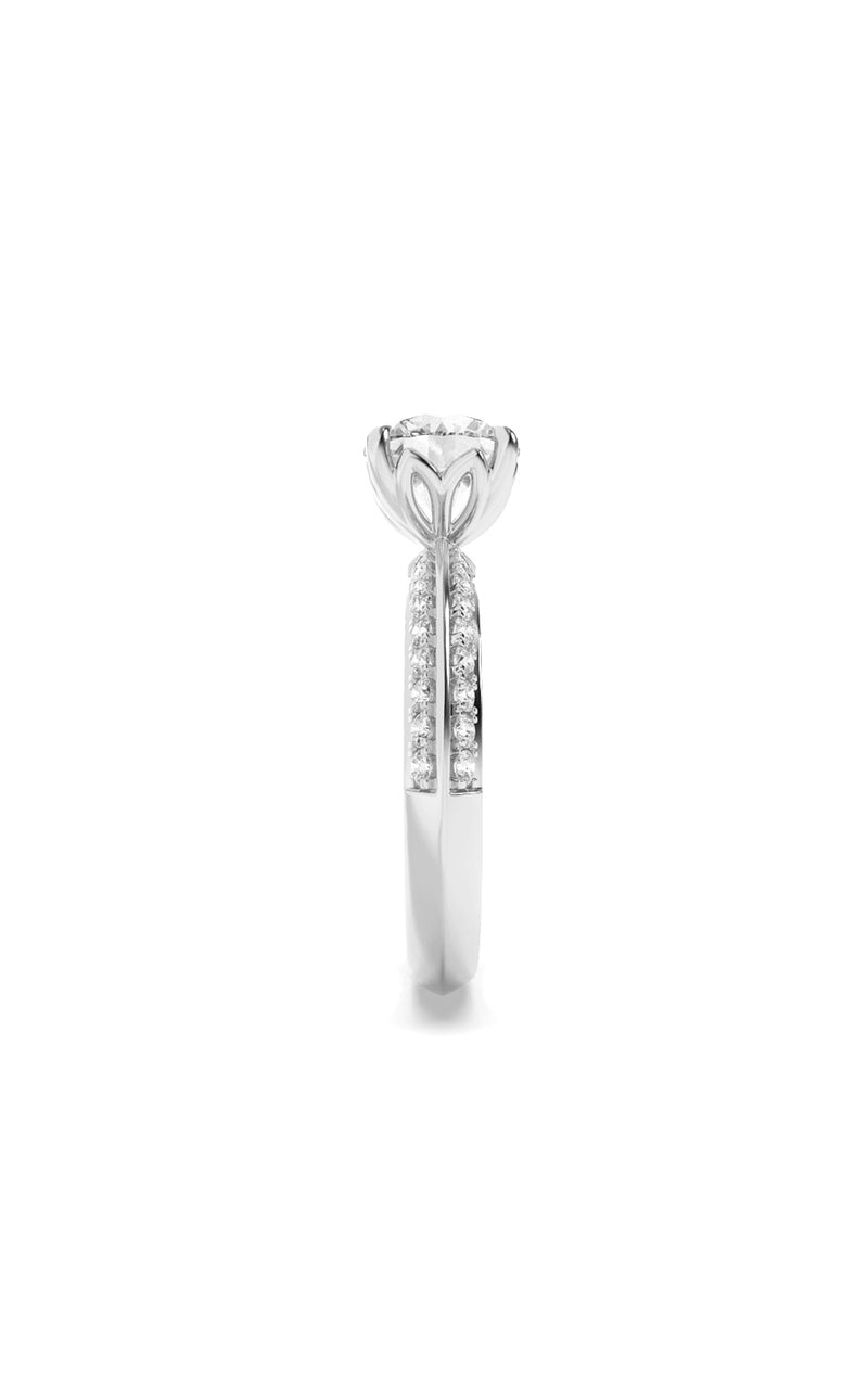 2CTW Round Shaped Lab Grown Diamond (F/VS) Micro Pave Knife Edge Accent Ring in 14K Gold