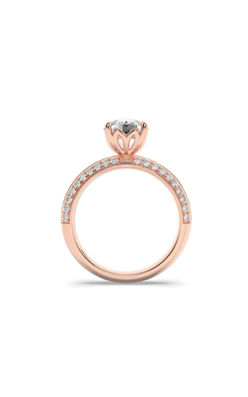 2CTW Round Shaped Lab Grown Diamond (F/VS) Micro Pave Knife Edge Accent Ring in 14K Gold