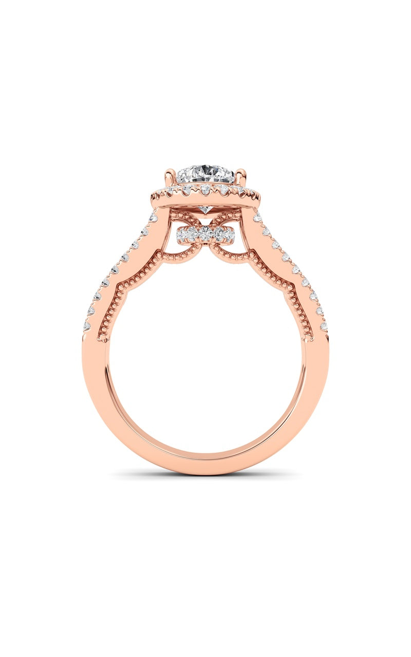 2CTW Pear Shaped Lab Grown Diamond (F/VS) Split Shank Accented Ring in 14K Gold