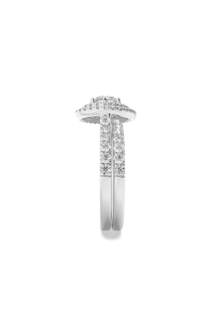 2Cttw Round Shaped Lab Grown Diamond (F/VS) DoubleHalo Bridal Set Engagement Ring Set in 14K Gold