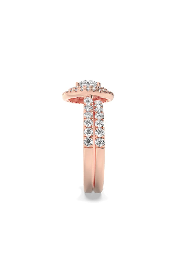 2Cttw Round Shaped Lab Grown Diamond (F/VS) DoubleHalo Bridal Set Engagement Ring Set in 14K Gold