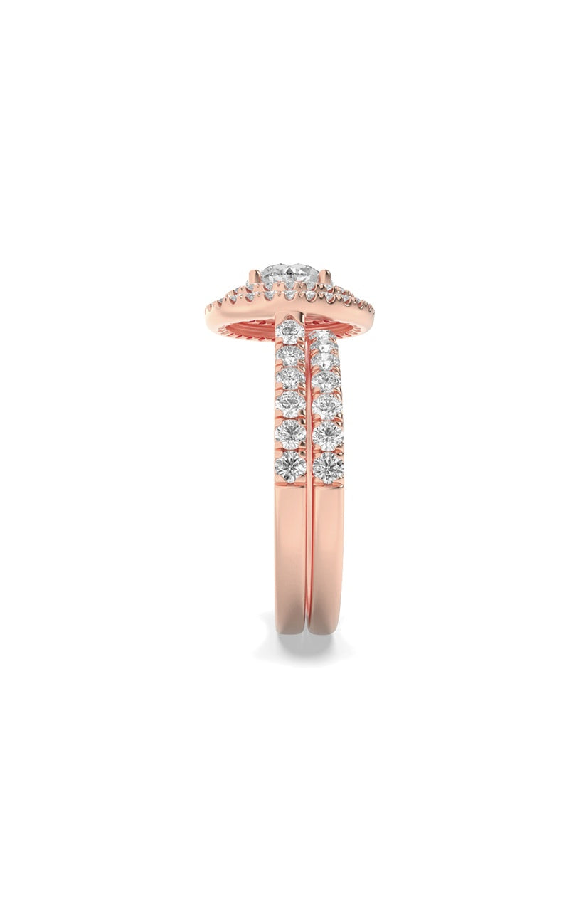 2CTW Round Shaped Lab Grown Diamond (F/VS) Double Halo Bridal Set Engagement Ring Set in 14K Gold