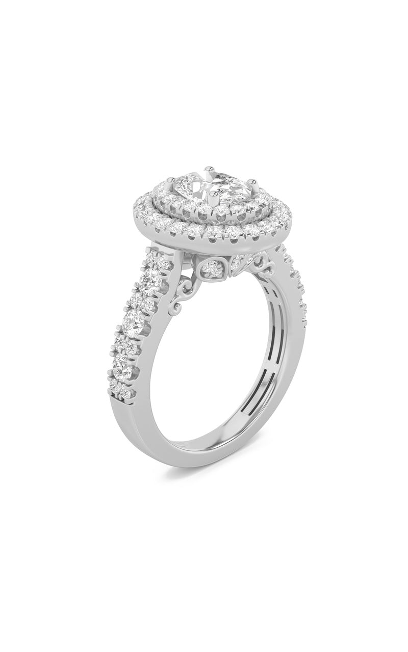 2Cttw Oval Shaped Lab Grown Diamond (F/VS) DoubleHalo Engagement Ring in 14K Gold