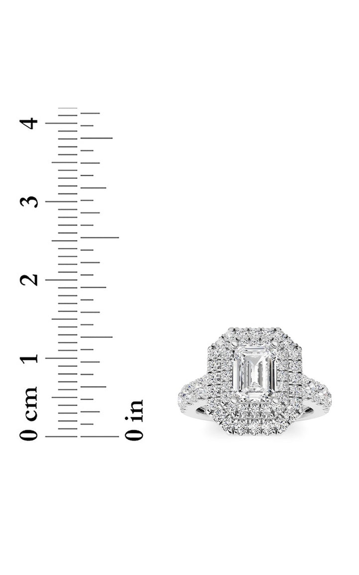 2Cttw Radiant Shaped Lab Grown Diamond (F/VS) Double Halo Engagement Ring in 14K Gold