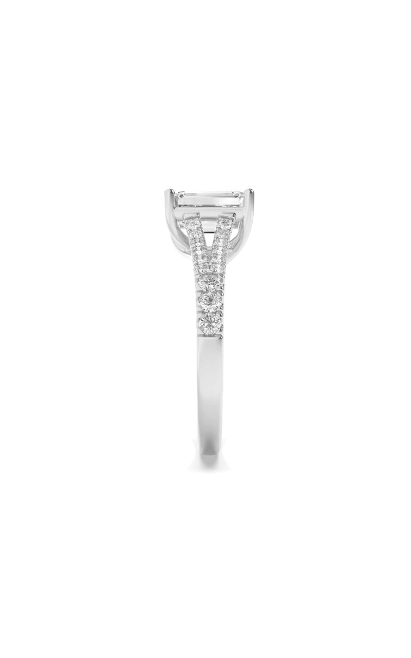 2Cttw Emerald Shaped Lab Grown Diamond (F/VS) Split Shank Trellis Engagement Ring in 14K Gold