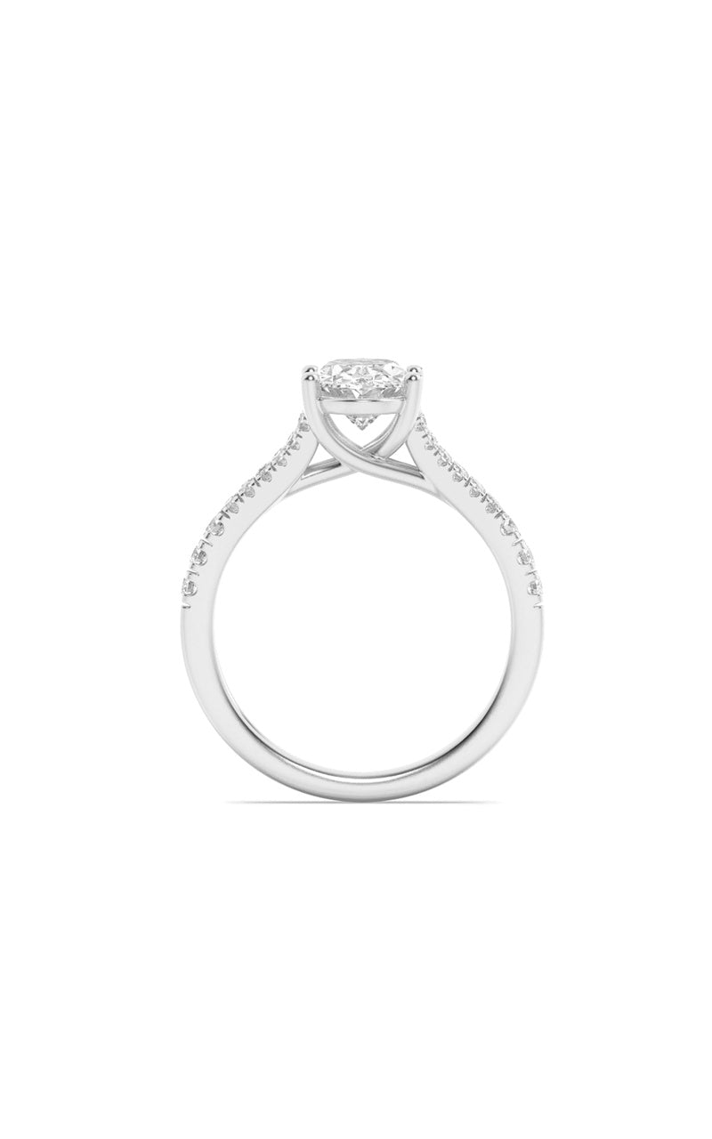 2Cttw Oval Shaped Lab Grown Diamond (F/VS) Split Shank Trellis Engagement Ring in 14K Gold