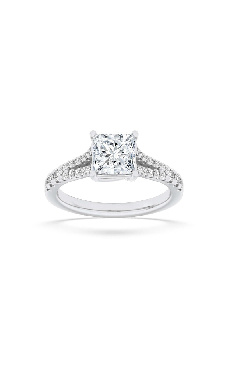 2Cttw Princess Shaped Lab Grown Diamond (F/VS) Split Shank Trellis Engagement Ring in 14K Gold