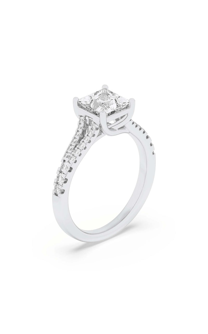 2Cttw Princess Shaped Lab Grown Diamond (F/VS) Split Shank Trellis Engagement Ring in 14K Gold