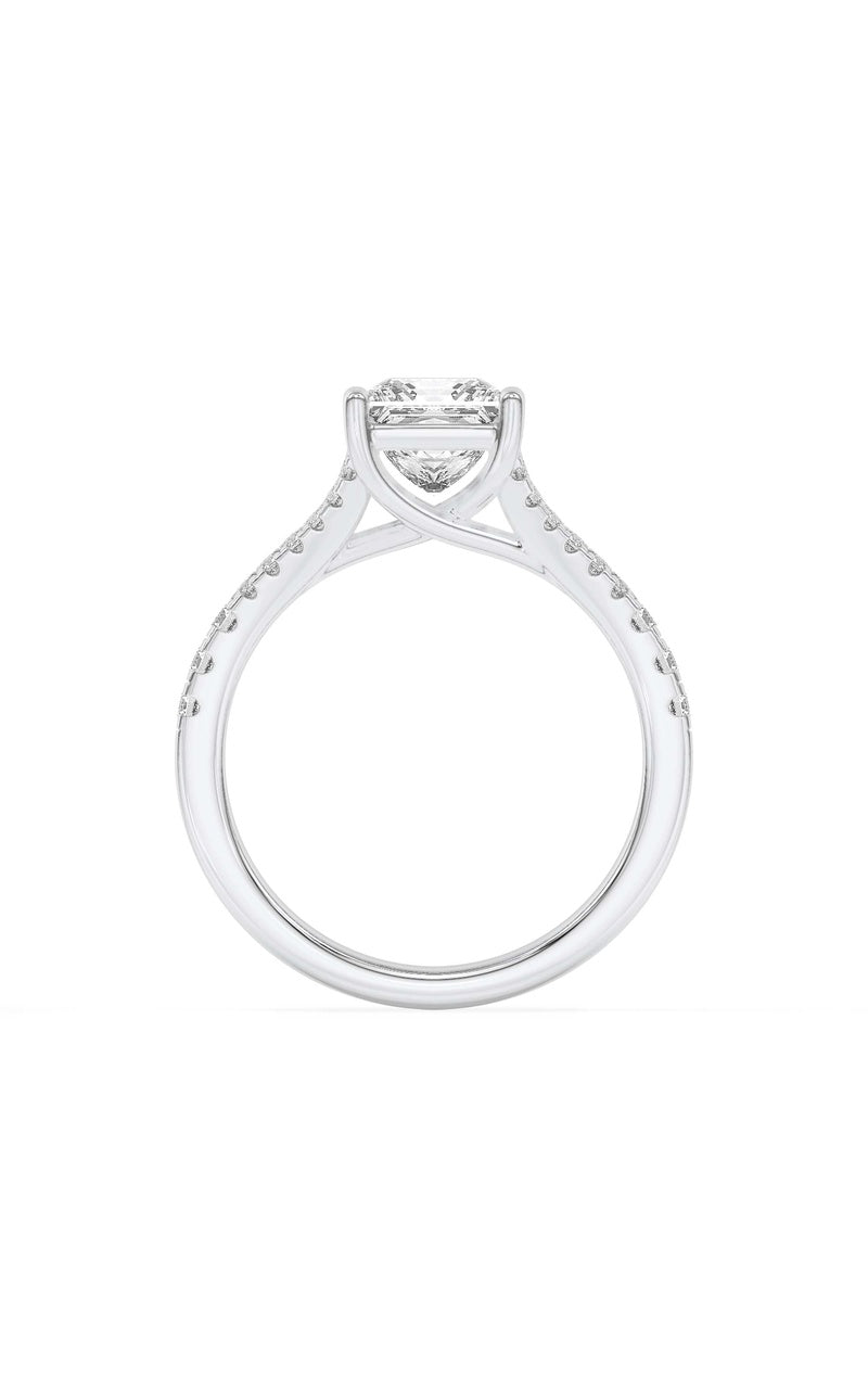 2Cttw Princess Shaped Lab Grown Diamond (F/VS) Split Shank Trellis Engagement Ring in 14K Gold