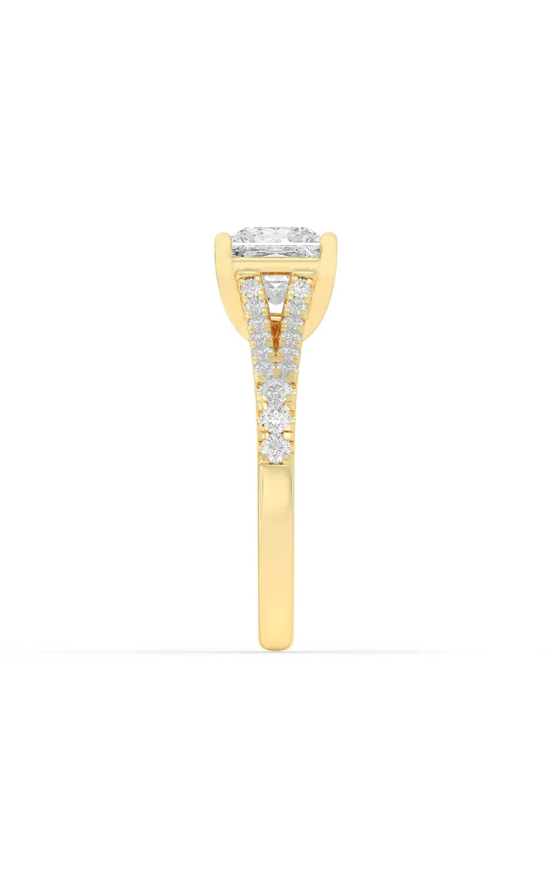 2Cttw Princess Shaped Lab Grown Diamond (F/VS) Split Shank Trellis Engagement Ring in 14K Gold