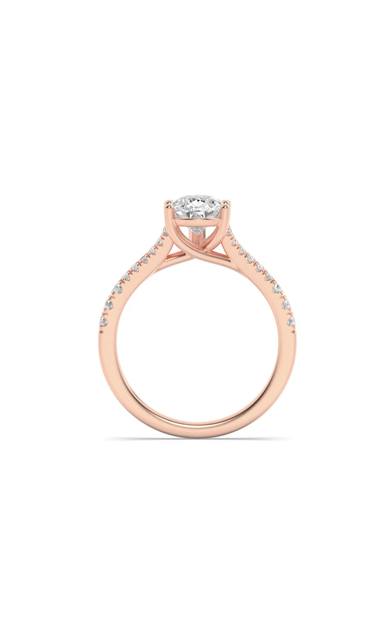 2Cttw Pear Shaped Lab Grown Diamond (F/VS) Split Shank Trellis Engagement Ring in 14K Gold