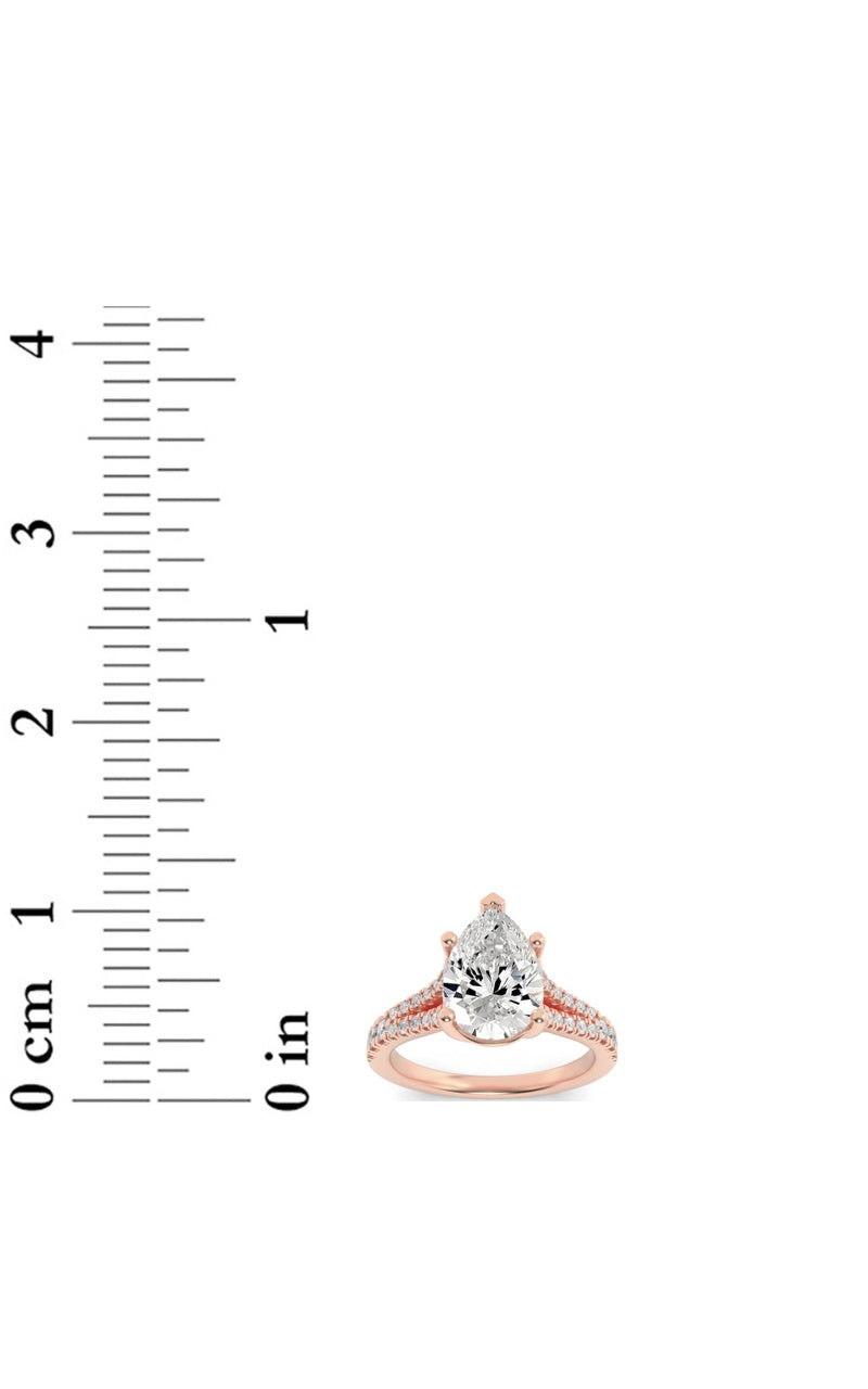 2Cttw Pear Shaped Lab Grown Diamond (F/VS) Split Shank Trellis Engagement Ring in 14K Gold
