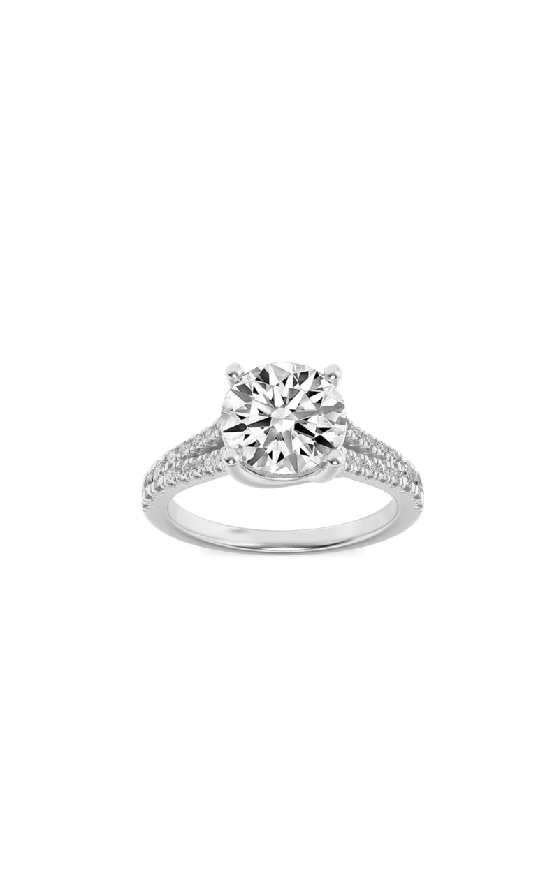 2CTW Round Shaped Lab Grown Diamond (F/VS) Split Shank Trellis Engagement Ring in 14K Gold