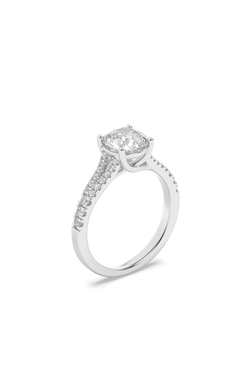 2CTW Round Shaped Lab Grown Diamond (F/VS) Split Shank Trellis Engagement Ring in 14K Gold