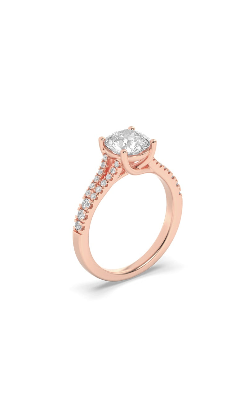 2Cttw Round Shaped Lab Grown Diamond (F/VS) SplitShank Trellis Engagement Ring in 14K Gold