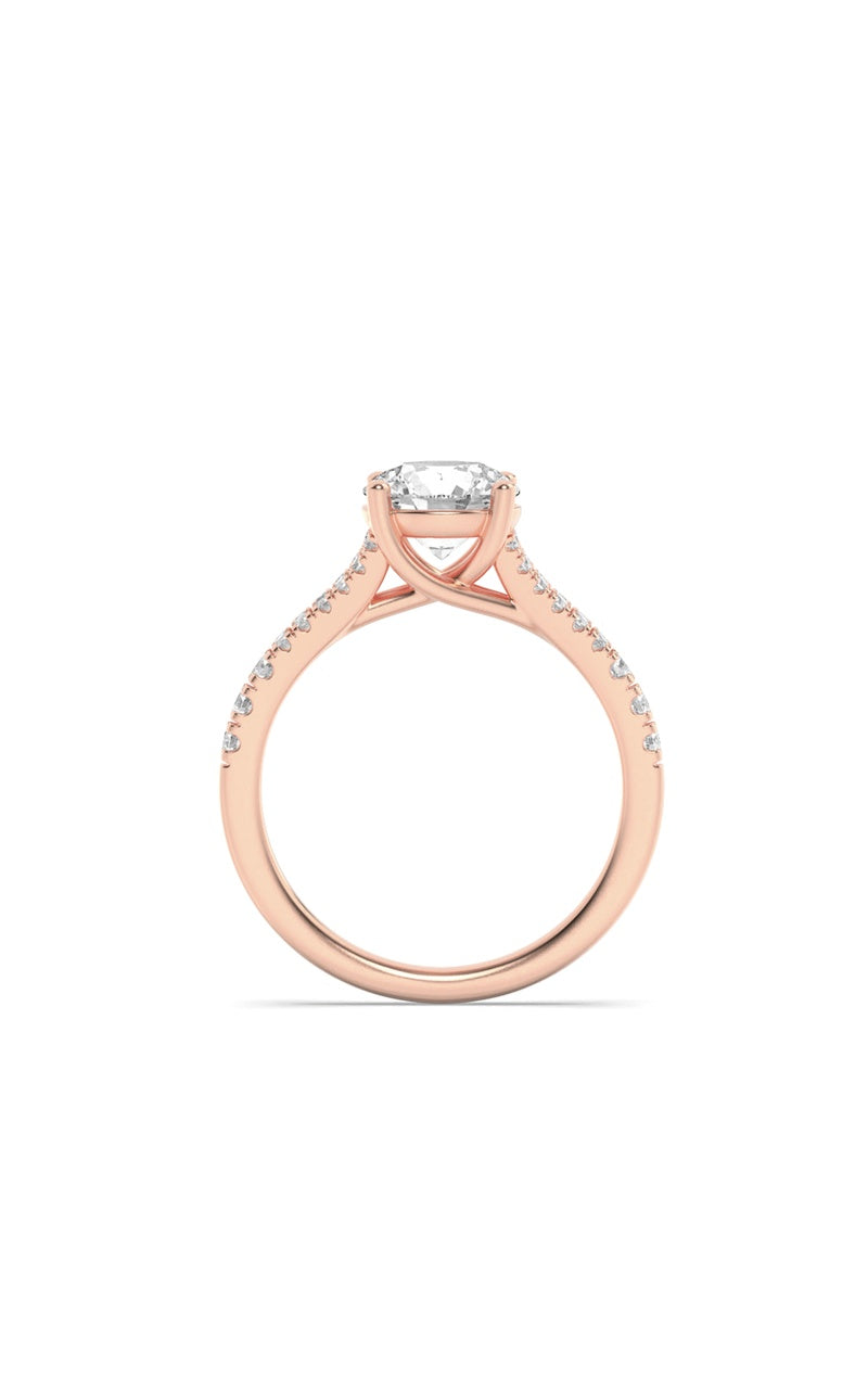 2CTW Round Shaped Lab Grown Diamond (F/VS) Split Shank Trellis Engagement Ring in 14K Gold, 14K Rose Gold